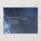 Blauwe Nacht in Parijs Eiffeltoren Save the Date Aankondigingskaart (Achterkant)