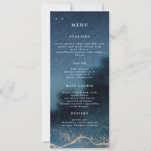 Blauwe Nacht Landschap Bruiloft Diner Menu Kaart