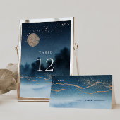 Blauwe Nacht Landschap Trouwtafel Nummer Kaart