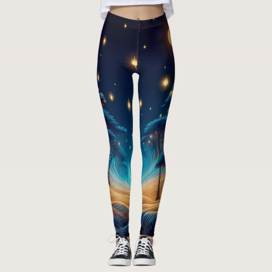 Blauwe nacht leggings (Voorkant)