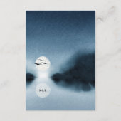 Blauwe Nacht Waterverf Landschap Bruiloft Details Informatiekaartje (Achterkant)