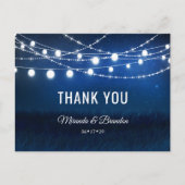 Blauwe Nacht & Zilveren Strijklichten Dank u Aankondigingskaart (Voorkant)