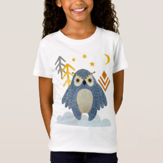 Blauwe nachtuil in het bos t-shirt