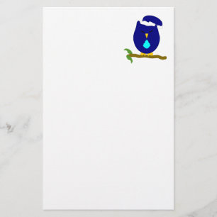 Blauwe Nachtuilontwerp Briefpapier
