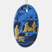 Blauwe nativiteit keramisch ornament (Rechts)