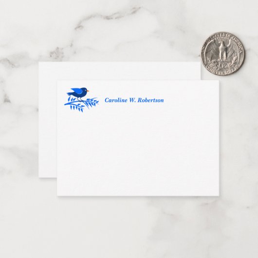 blauwe Natuur aangepaste optie Hartelijk dank Notitiekaartje (Voorkant / Achterkant in situ)