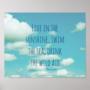 blauwe natuur foto poster met Emerson quote