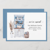 Blauwe Nautical We hebben ons verplaatst  Aankondiging (Voorkant / Achterkant)