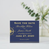 Blauwe Nautical Wedding Save the Date Briefkaarten (Staand voorkant)