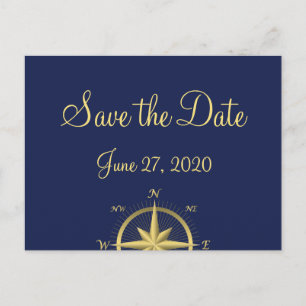 Blauwe Nautical Wedding Save the Date Briefkaarten