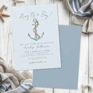 Blauwe Nautische Baby Shower Kaart