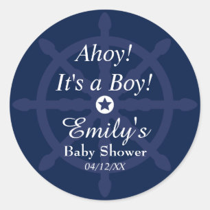 Blauwe Nautische Baby Shower Sticker