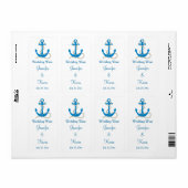 Blauwe nautische bruiloft mini wijnlabels etiket (Full Sheet)