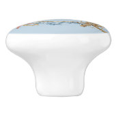 Blauwe nautische Design op lichtblauw Keramische Knop (Zijkant)