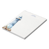 Blauwe nautische vuurtoren kust gepersonaliseerd notitieblok (Gedraaid)