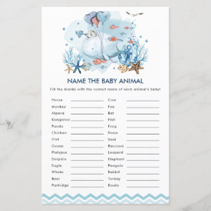 Blauwe Nautische Walvis Naam de Baby Animal Game