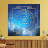 Blauwe Nebula Sri Yantra - Ingewikkeld Canvas (Insitu (Woonkamer))
