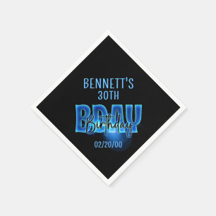 Blauwe neon verjaardag servet