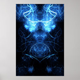 Blauwe Nevel Energie Fractale Kunst Poster