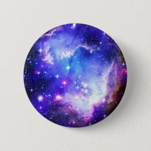 Blauwe nevel ronde button 5,7 cm