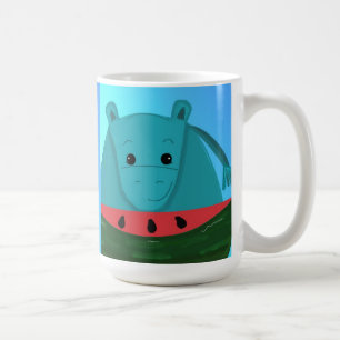Blauwe Nijlpaard met Watermeloenschijf Koffiemok