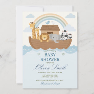 Blauwe Noachs Ark Regenboog Baby Shower Bijbel Ver Kaart