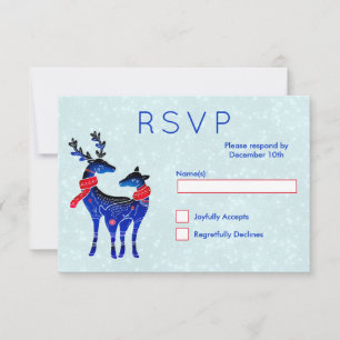 Blauwe Noordse kerstrenrenier Pair RSVP Kaartje