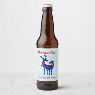 Blauwe Noordse kerstrenrenrennen Bier Etiket