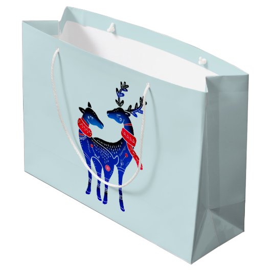 Blauwe Noordse kerstrenrenrennen Groot Cadeauzakje (Achterkant Gekanteld)