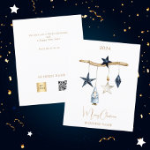 Blauwe nordic sterren kabouter QR business kerst Flyer