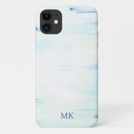 Blauwe Oceaan Abstracte Kunst Aangepaste Monogram  iPhone 11 Hoesje