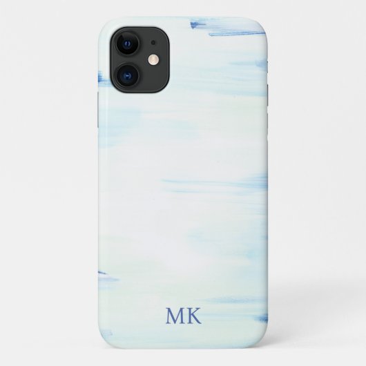 Blauwe Oceaan Abstracte Kunst Aangepaste Monogram Case-Mate iPhone Case (Achterkant)