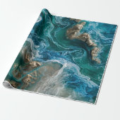 Blauwe Oceaan Cadeaupapier (Uitgerold)