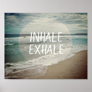 blauwe oceaan citaat poster inhale exhale