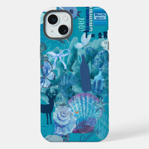Blauwe Oceaan Collage Hoestebehuizing iPhone 15 Plus Case