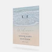 Blauwe Oceaan en Sandy Beach Weddenschap Welkom Acryl Bord (Hoek)