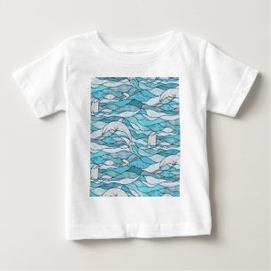 Blauwe Oceaan Glas-in-Lood Dolfijnen