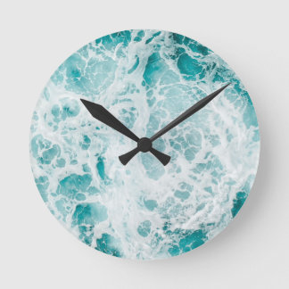Blauwe Oceaan Golf Acryl Wandklok Ronde Klok