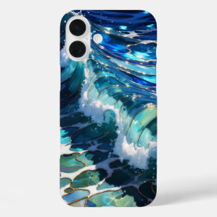 Blauwe Oceaan Golf Esthetische Hoestekking iPhone 16 Plus Hoesje