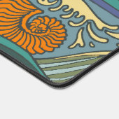 Blauwe Oceaan Golven Nautilus Schelp Patroon Nouve Bureaumat (Hoek)