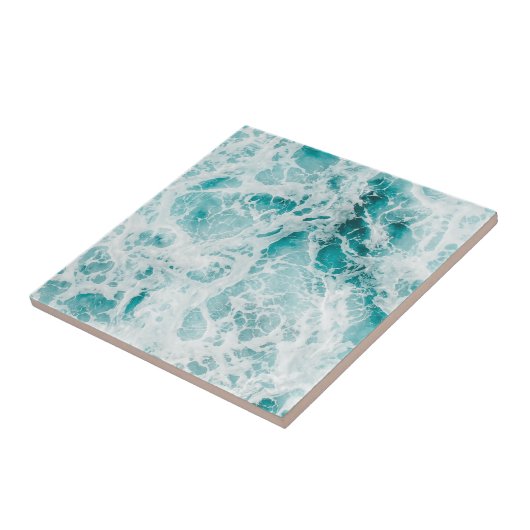 Blauwe oceaan golven tegeltje (Zijkant)