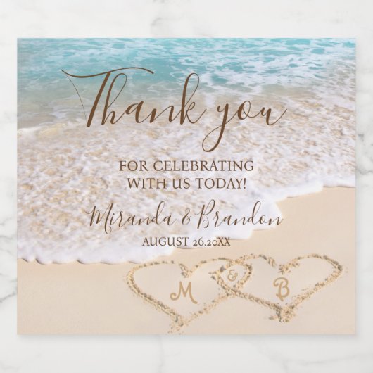 Blauwe oceaan golven tropische strand bruiloft likeurfles etiket (Enkel label)