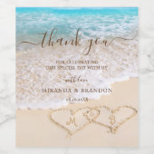 Blauwe oceaan golven tropische strand bruiloft wijn etiket (Enkel label)