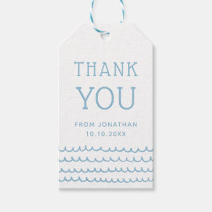 Blauwe Oceaan Golven Verjaardag Bedankt Baby of Cadeaulabel