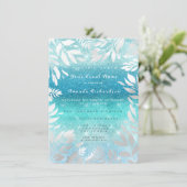 Blauwe Oceaan Lucht Glitter Ombre Bloem Bladmetaal Kaart (Staand voorkant)