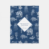Blauwe oceaan Mariene Dieren Pattern Beach House Fleece Deken (Voorkant)