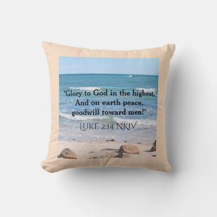 Blauwe oceaan met kerstmis Verse Faith Message Tho Kussen