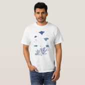 Blauwe oceaan Print Stingrays T-shirt (Voorkant volledig)