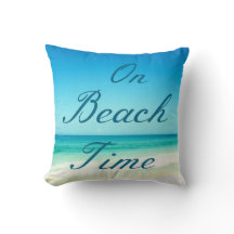 Blauwe Oceaan Strand Typografie Kussen