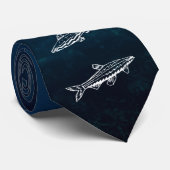 Blauwe oceaan Witte lijn Kunstdas Stropdas (Opgerold)